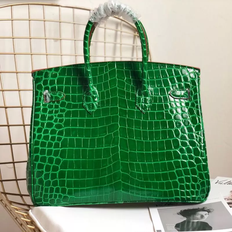 Affordable Hermes Birkin Bag Alligator Leather Gold Hardware In Green 0113