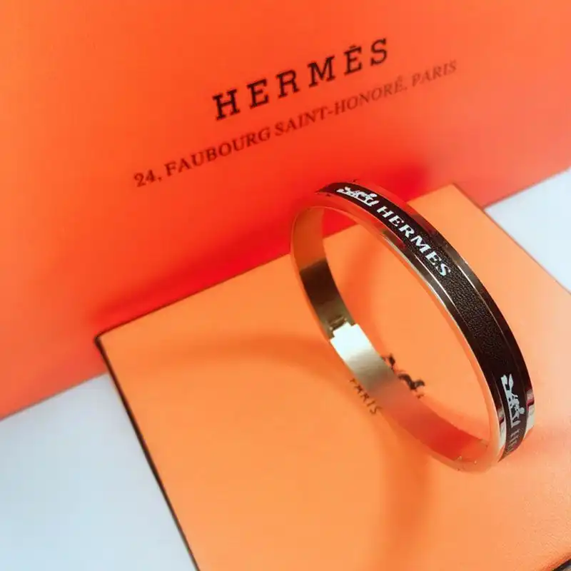 Affordable Hermes Logo Bangles Metal And Leather 0123