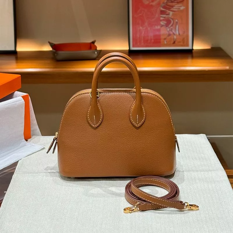 Hermes Mini Bolide Bag Chevre Leather Gold Hardware In Brown 0114