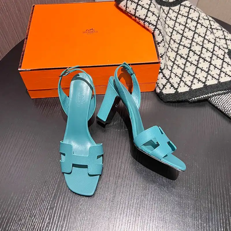 Cheap Hermes Eternite 95 Slingback Sandals Women Grained Calfskin In Blue 0131