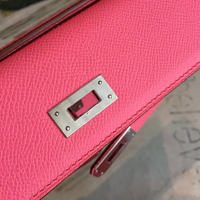 Affordable Hermes Kelly Cut Clutch Epsom Leather Palladium Hardware In Rose 0119