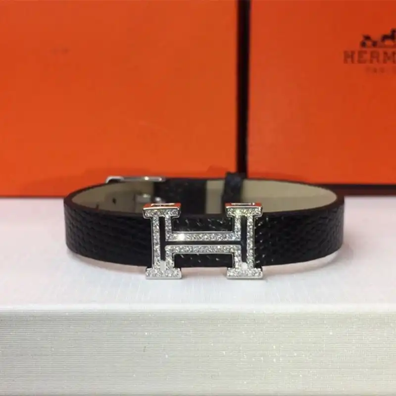 Affordable Hermes Crystals H Letter Belt Bracelet In Black 0124