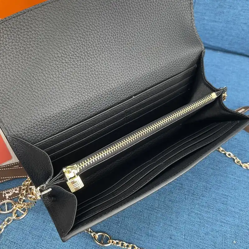 Affordable Hermes Constance Wallet with Chain Togo Leather Gold Hardware In Black 0126