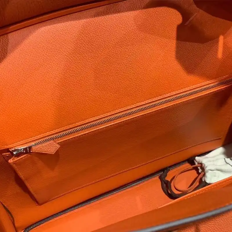 Affordable Hermes Birkin 40 Bag Togo Leather Palladium Hardware In Orange 0127