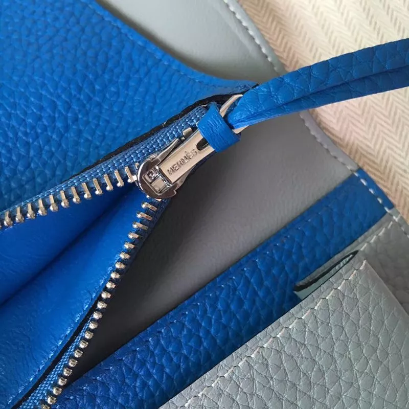 Affordable Hermes Dogon Duo Wallet Color Blocking Togo Leather Palladium Hardware In Sky Blue Blue 0119