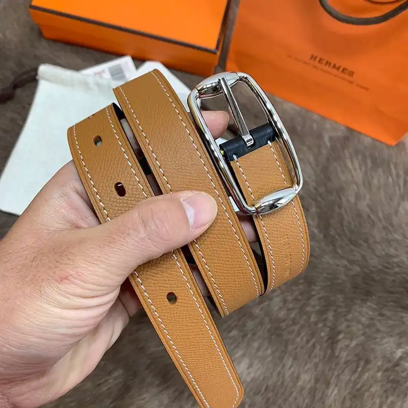 Cheap Hermes Pin Belt Epsom Calfskin In Brown Silver 0125