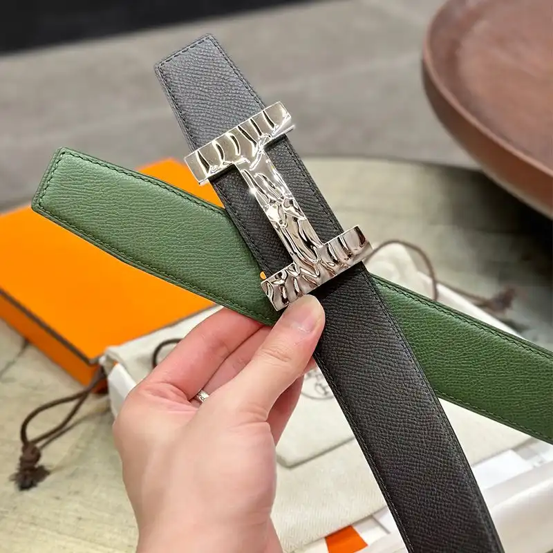 Affordable Hermes Quizz H20 Belt Reversible Leather In Black Green 0125