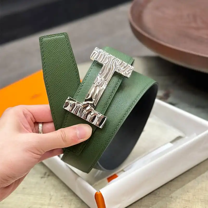 Affordable Hermes Quizz H20 Belt Reversible Leather In Black Green 0125