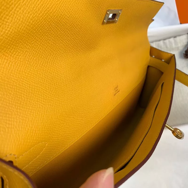 Affordable Hermes Kelly Cut Clutch Epsom Leather Gold Hardware In Yellow 0117