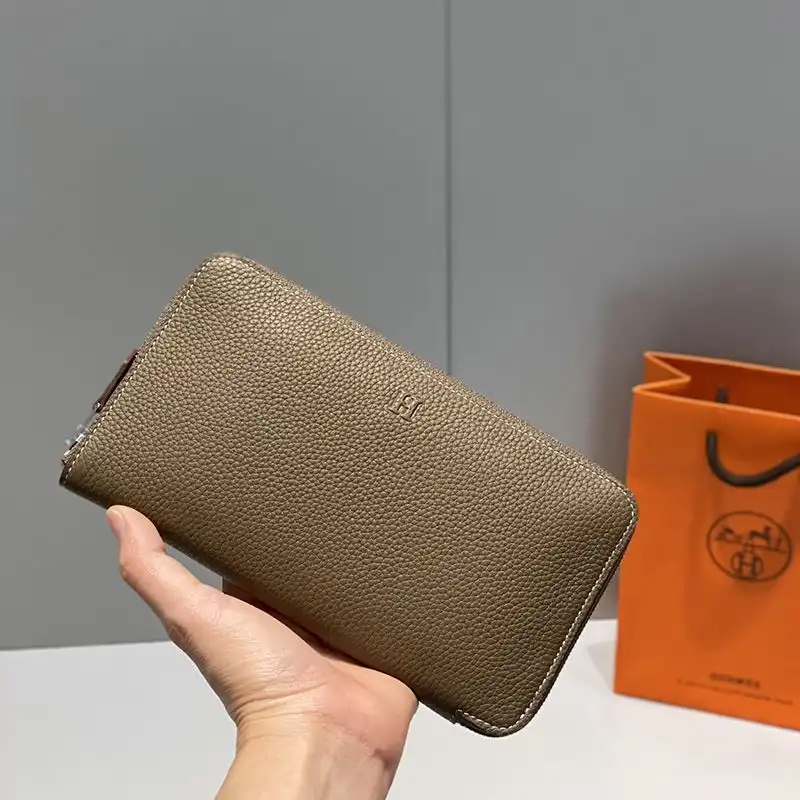 Affordable Hermes Azap Wallet Togo Leather Palladium Hardware In Khaki 0126