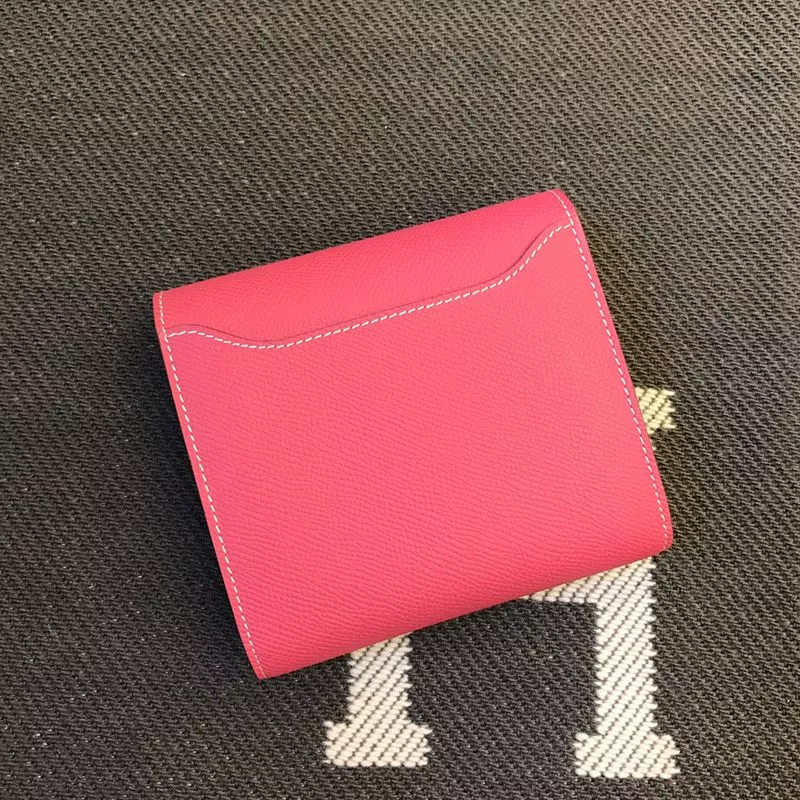 Affordable Hermes Constance Compact Wallet Epsom Leather Palladium Hardware In Rose 0119