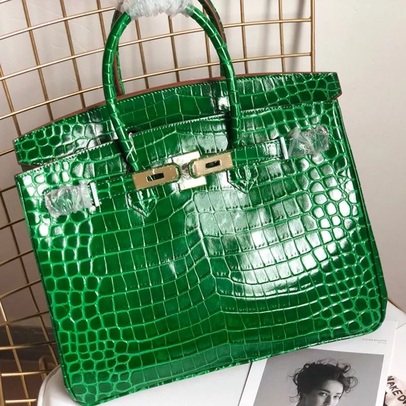 Affordable Hermes Birkin Bag Alligator Leather Gold Hardware In Green 0113