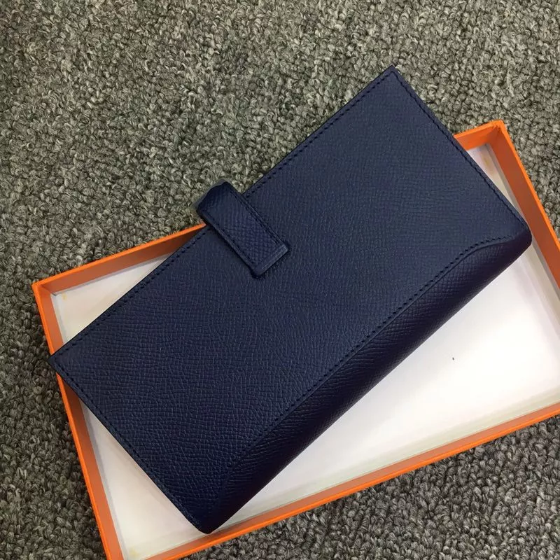 Cheap Hermes Bearn Wallet Epsom Leather Palladium Hardware In Navy Blue 0120