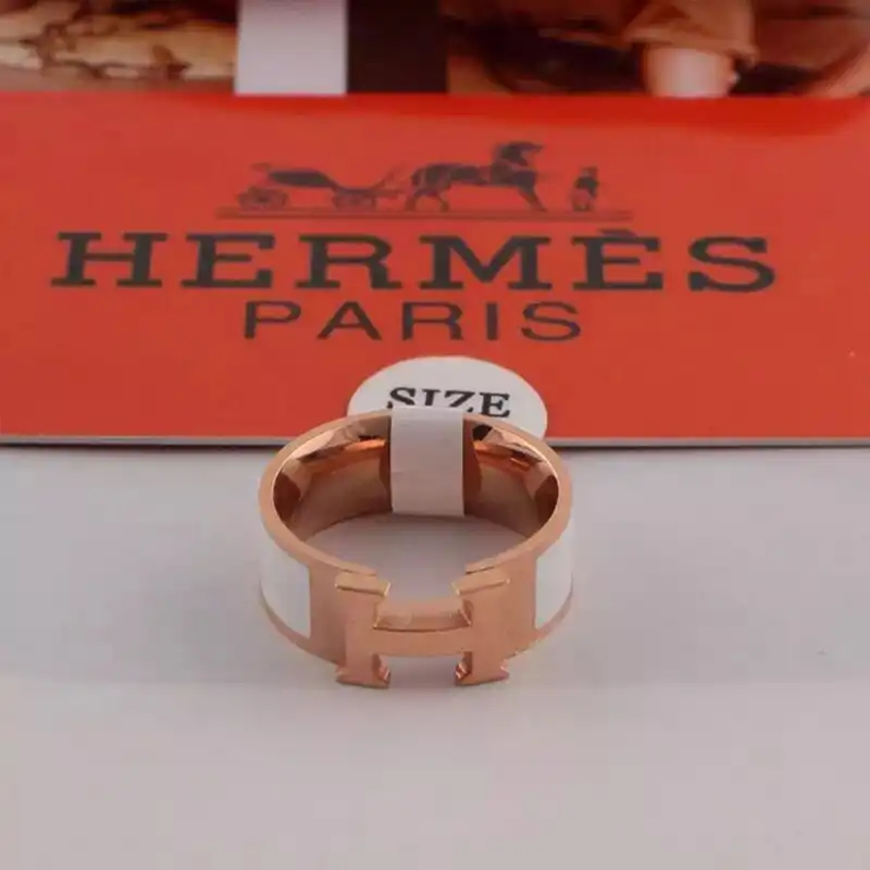 Affordable Hermes Clic H Ring Rose Gold Hardware In White 0128