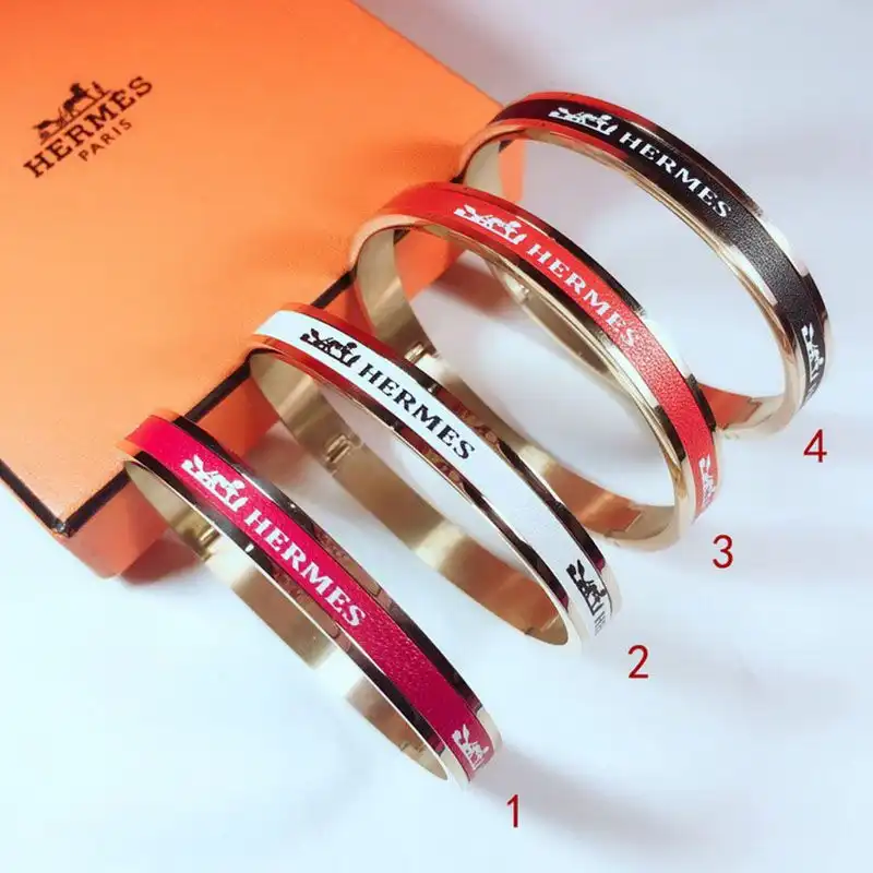 Affordable Hermes Logo Bangles Metal And Leather 0123