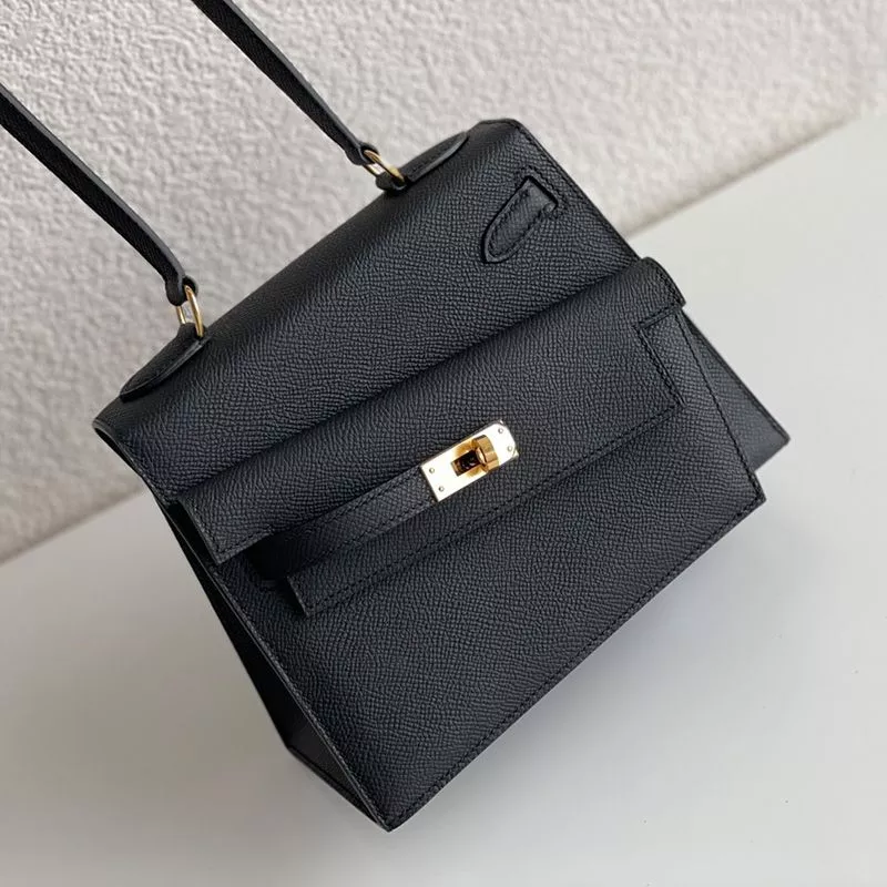 Hermes Kelly En Desordre Bag Epsom Leather Gold Hardware In Black 0115