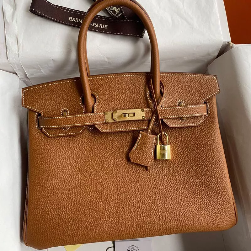 Hermes Birkin Bag Togo Leather Gold Hardware In Brown 0113