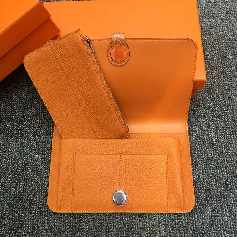 Cheap Hermes Dogon Duo Wallet Togo Leather Palladium Hardware In Orange 0120