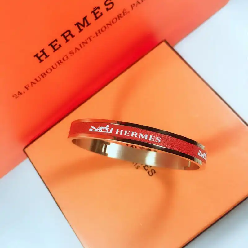 Affordable Hermes Logo Bangles Metal And Leather 0123