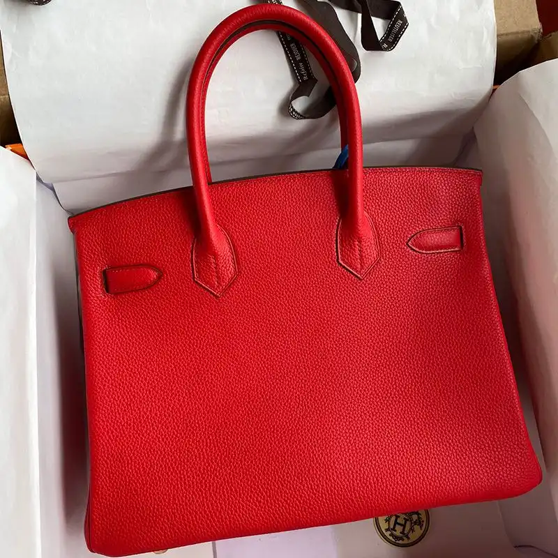 Cheap Hermes Birkin Bag Togo Leather Gold Hardware In Red 0127