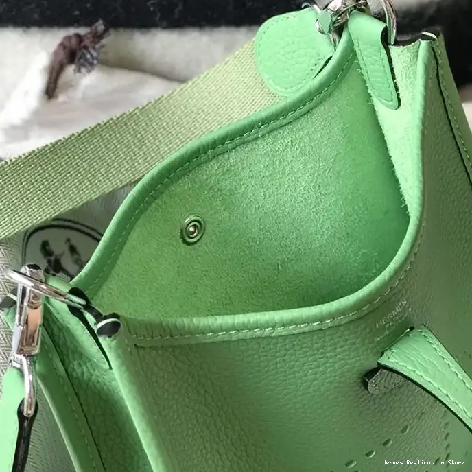 Affordable In Evelyne Leather Mini Clemence Palladium Bag Hardware Mint Green Hermes 0219