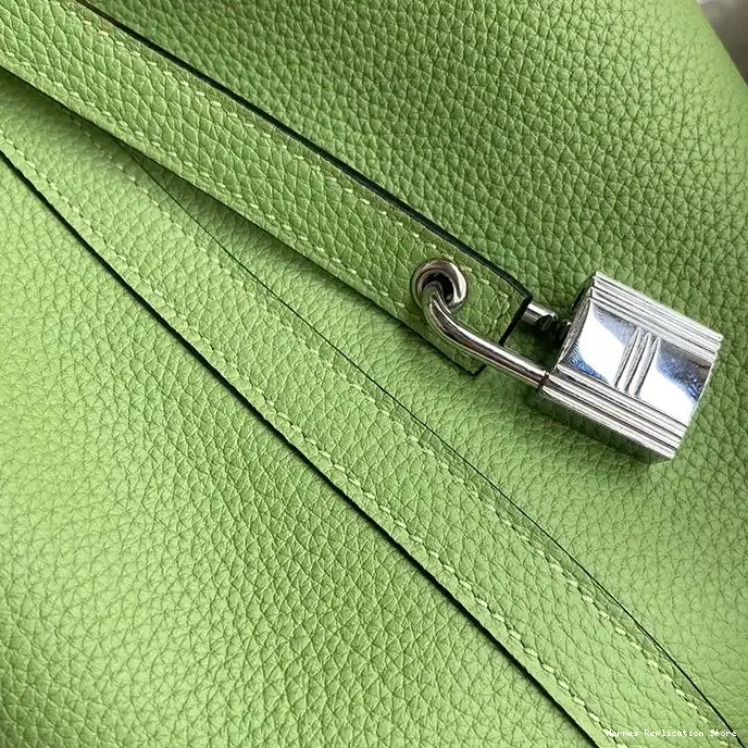 Affordable Clemence Hardware Leather Green Palladium Mint In Gold Picotin Hermes Bag Lock 0220