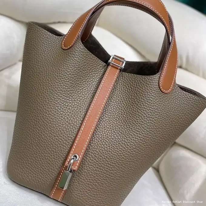 Affordable Blocking Picotin Leather Hermes Palladium In Color Clemence Bag Khaki Lock Hardware 0212