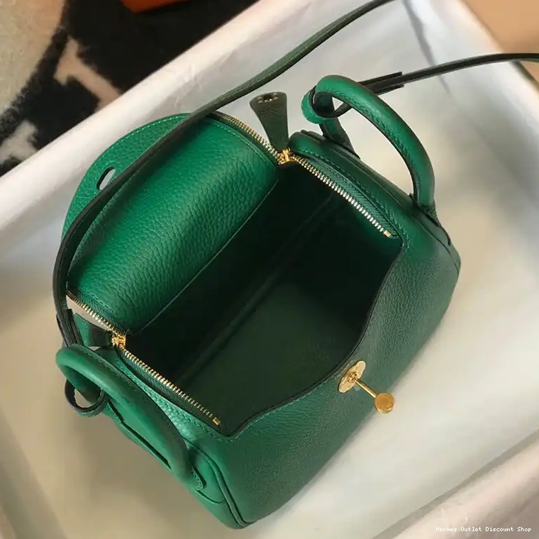 Cheap Gold Hermes Green Leather In Lindy Togo Bag Hardware Mini 0219