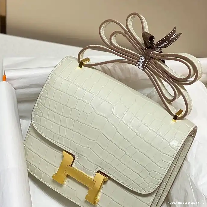 Affordable In Leather Gold Hermes Alligator Constance White Bag Hardware 0216