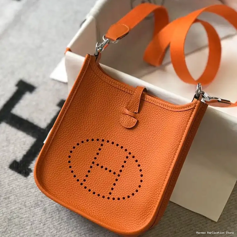 Affordable Clemence Hardware In Orange Leather Hermes Bag Palladium Evelyne Mini 0211