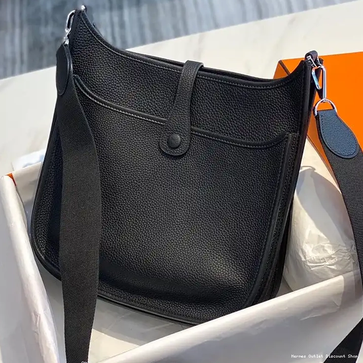 Affordable Bag Palladium Black Clemence Hermes In Leather Hardware Evelyne 0209