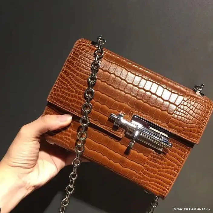 Cheap Alligator Bag Palladium Brown Leather In Chaine Mini Hermes Verrou Hardware 0218