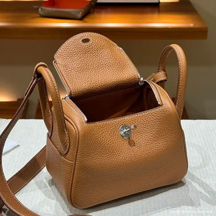 Cheap Palladium Bag Lindy Brown Hardware In Hermes Mini Togo Leather 0221