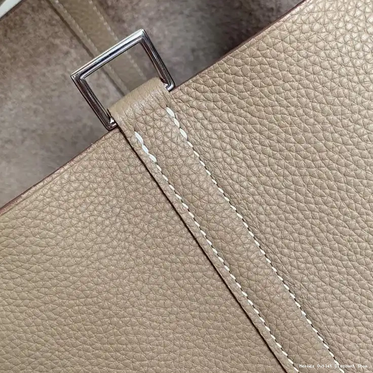 Affordable Leather Palladium Bag In Hardware Gold Lock Picotin Grey Hermes Clemence 0223