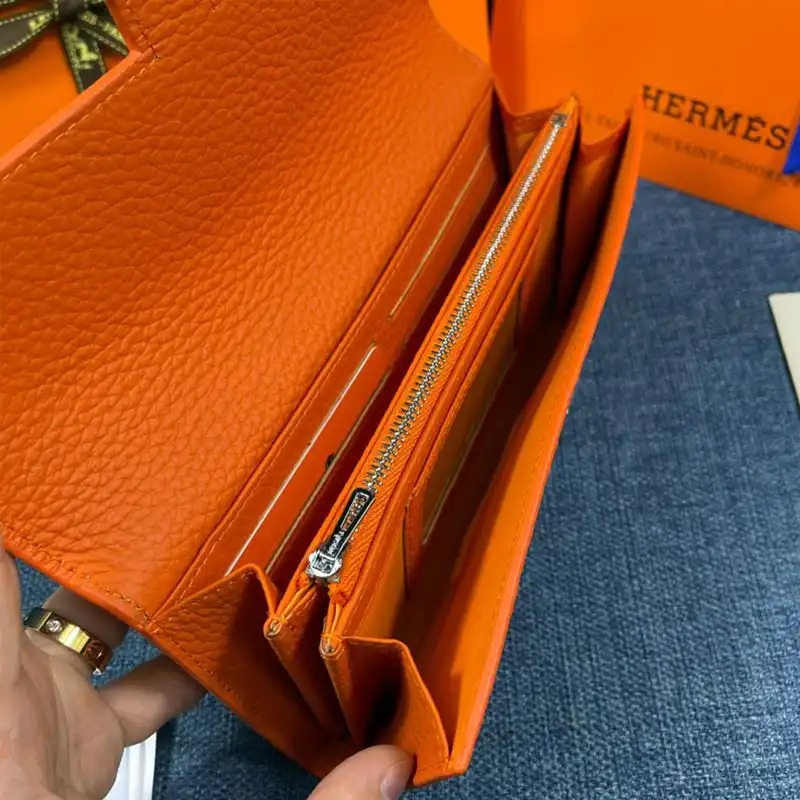 Cheap Hermes Constance Wallet Togo Leather Palladium Hardware In Orange 0201