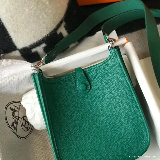 Affordable Palladium Green Hardware Evelyne Mini Bag In Leather Hermes Clemence 0223