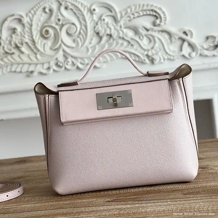 Cheap Leather Hermes In Swift Mini Pink Light Evercolor 24 Hardware Palladium Bag 24 0219