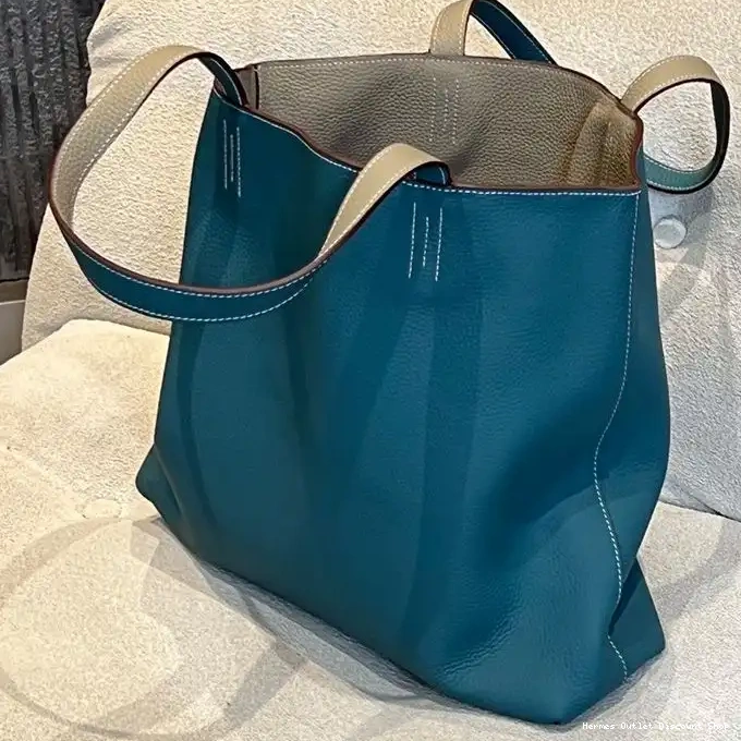 Affordable Leather Teal Grey Bag Hermes Double Sens In Clemence 0209