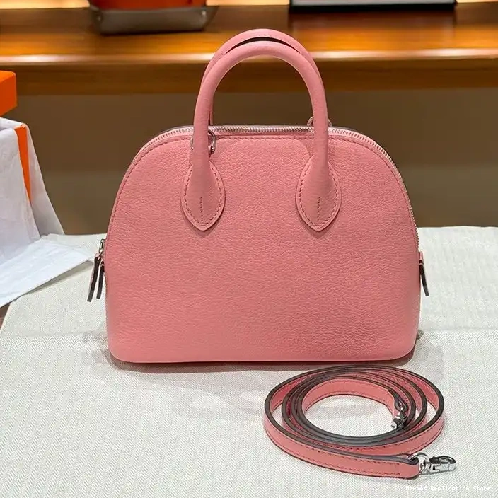 Cheap Mini Palladium Bag Pink Leather Hardware In Bolide Hermes Chevre 0212