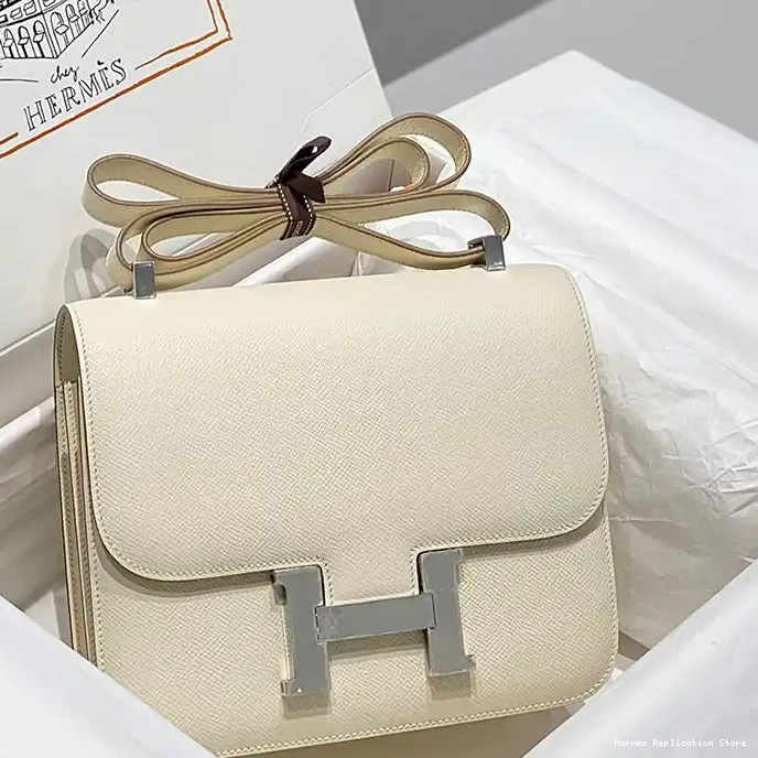 Affordable White Constance Hardware In Epsom Leather Bag Palladium Hermes 0218