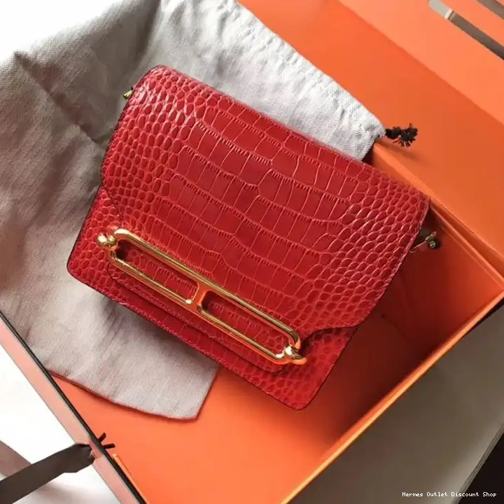 Cheap Red Gold Roulis Alligator In Hardware Hermes Bag Leather 0213