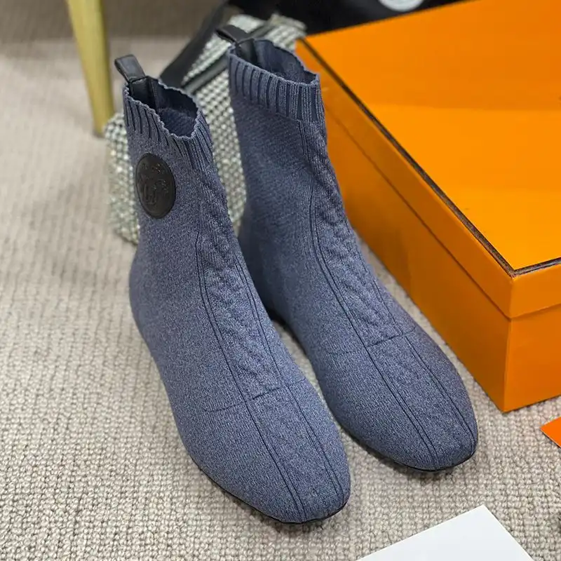 Cheap Hermes Duo Ankle Boots Women Knit In Grey 0206