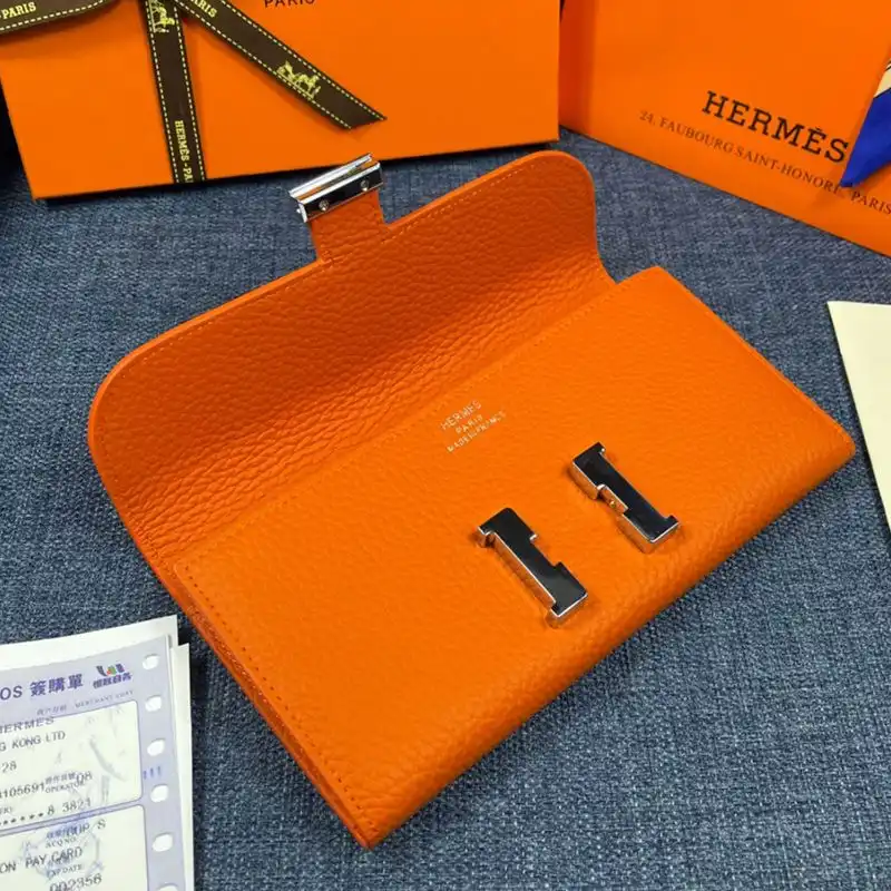 Cheap Hermes Constance Wallet Togo Leather Palladium Hardware In Orange 0201