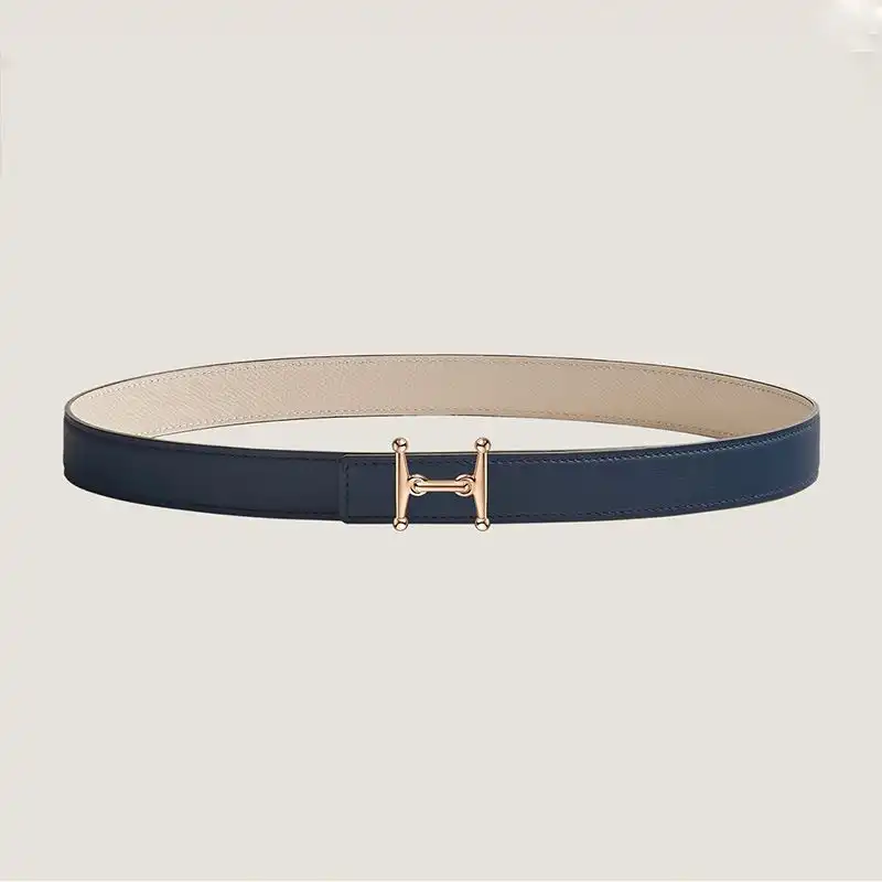 Affordable Hermes Mors H 24 Reversible Belt Leather In Blue White 0204