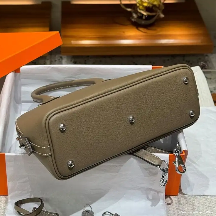 Affordable Bag In Leather Khaki Hermes Epsom Palladium 25 Bolide Hardware 0218