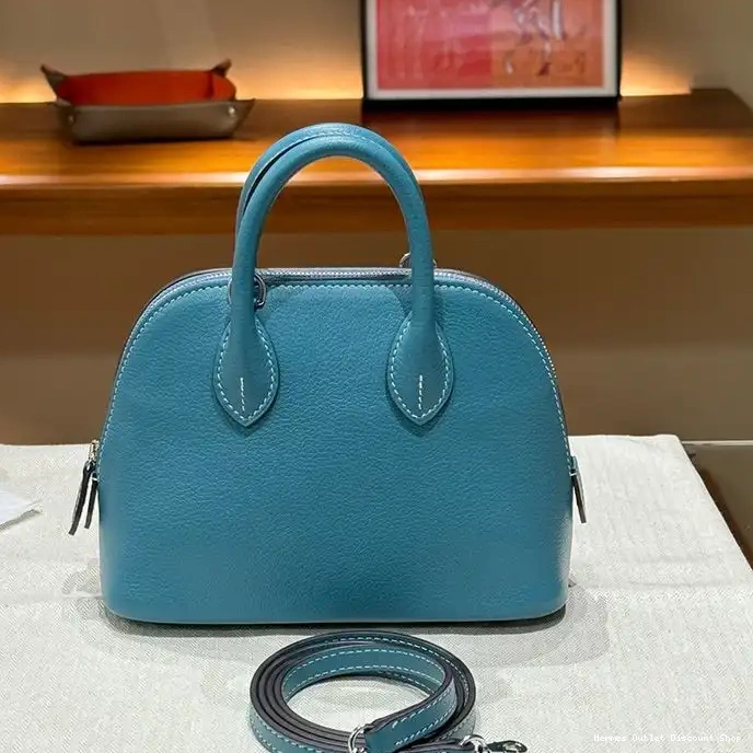 Affordable Blue Leather Chevre Mini Palladium Hermes Bag In Hardware Bolide 0217