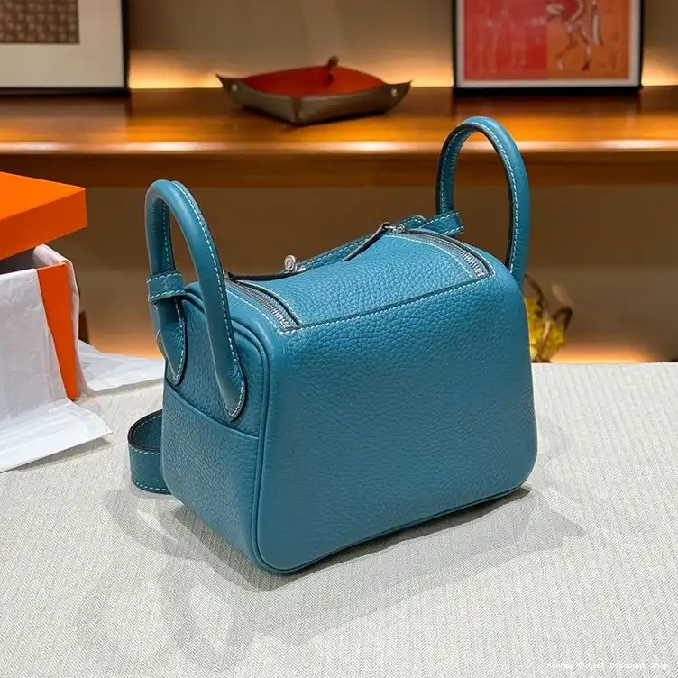 Affordable Hardware Togo Palladium In Hermes Lindy Leather Blue Bag Mini 0213