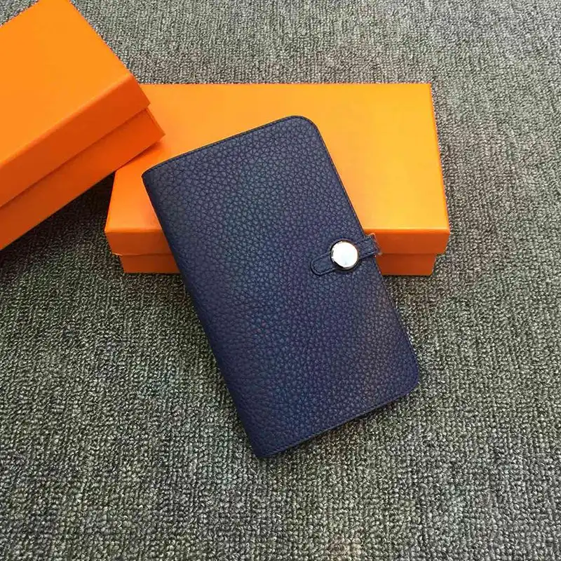 Affordable Hermes Dogon Duo Wallet Togo Leather Palladium Hardware In Navy Blue 0201