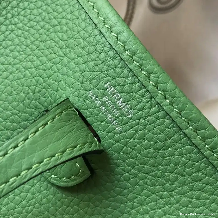 Affordable In Evelyne Leather Mini Clemence Palladium Bag Hardware Mint Green Hermes 0219