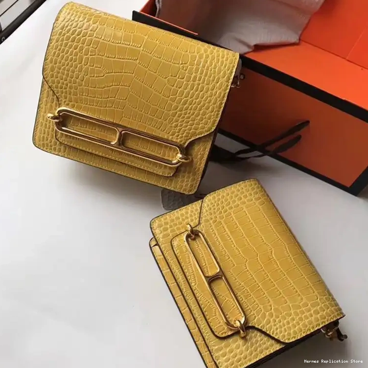 Affordable Gold Leather Hermes In Roulis Hardware Yellow Bag Alligator 0219